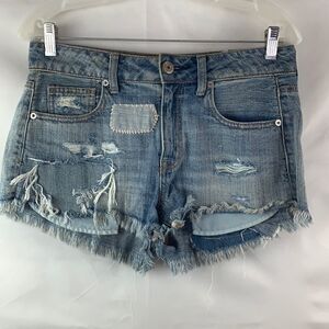 American Eagle high rise shortie denim shorts size 4